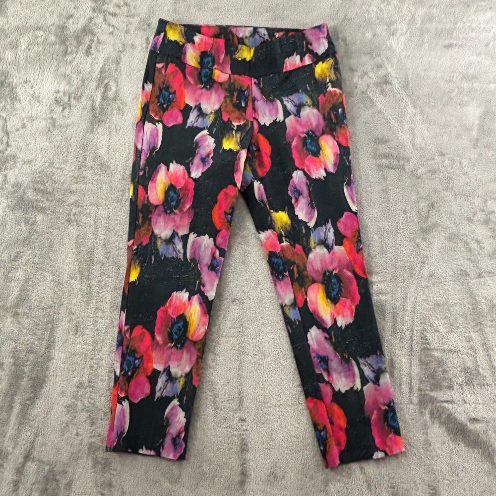 Soft Surroundings Papavero Ponte Ankle Pants Floral Womens M Petite 24" Inseam
